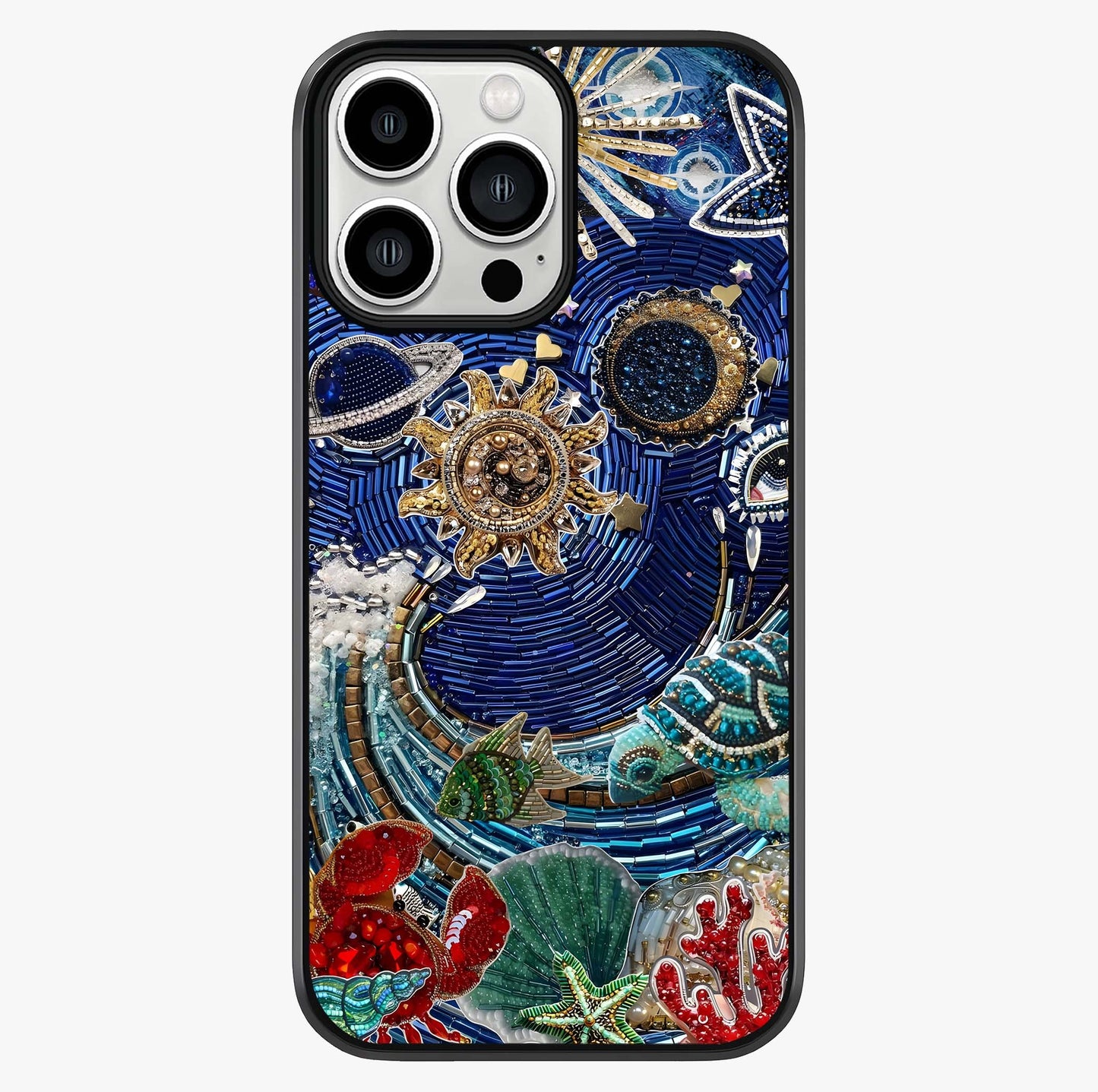 Universe Underwater Spark Glass Case showing full back design in clean flat view with glossy glass finish.