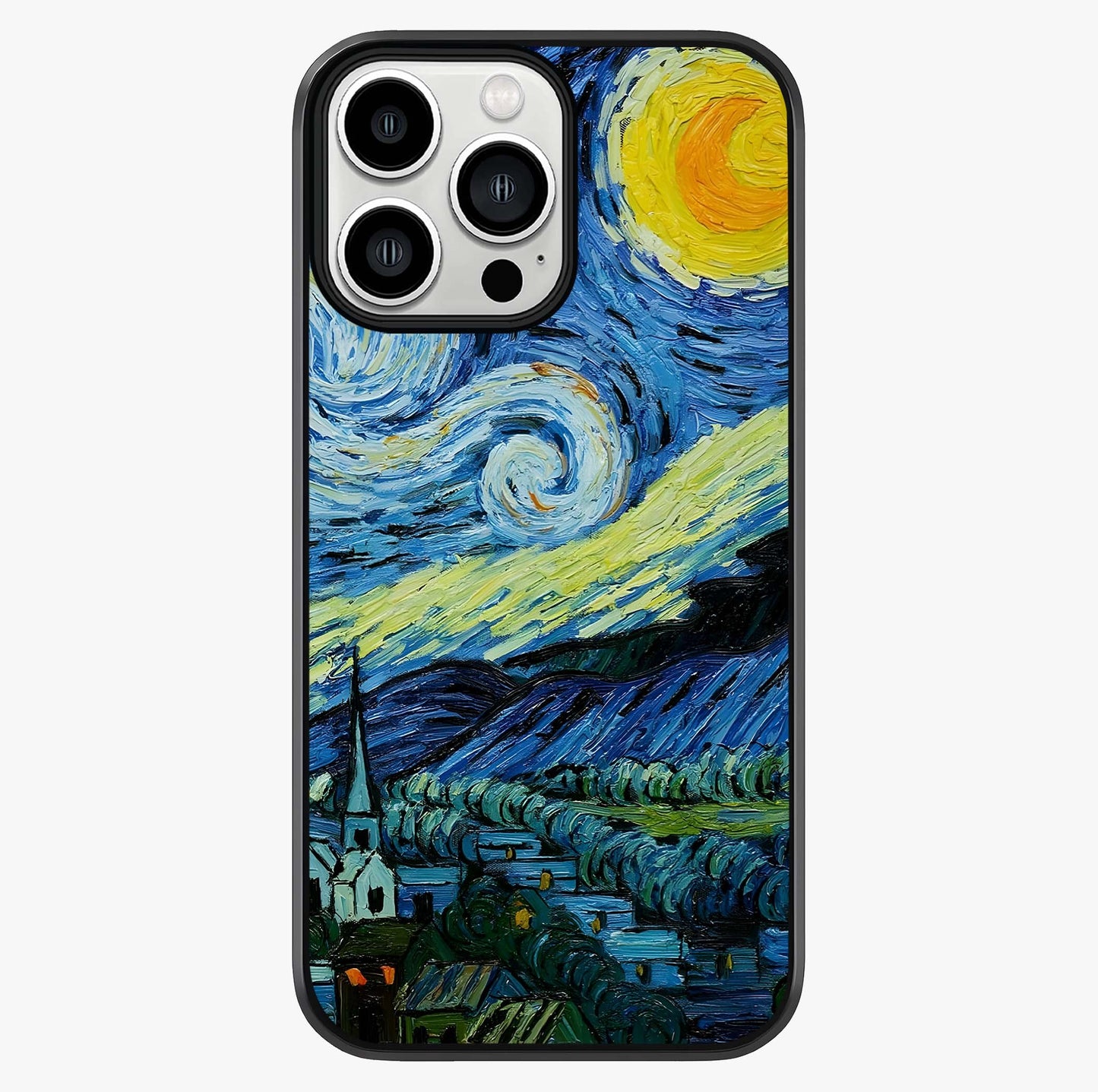 Van Gogh Art Glass Case showing full back design in clean flat view with glossy glass finish.