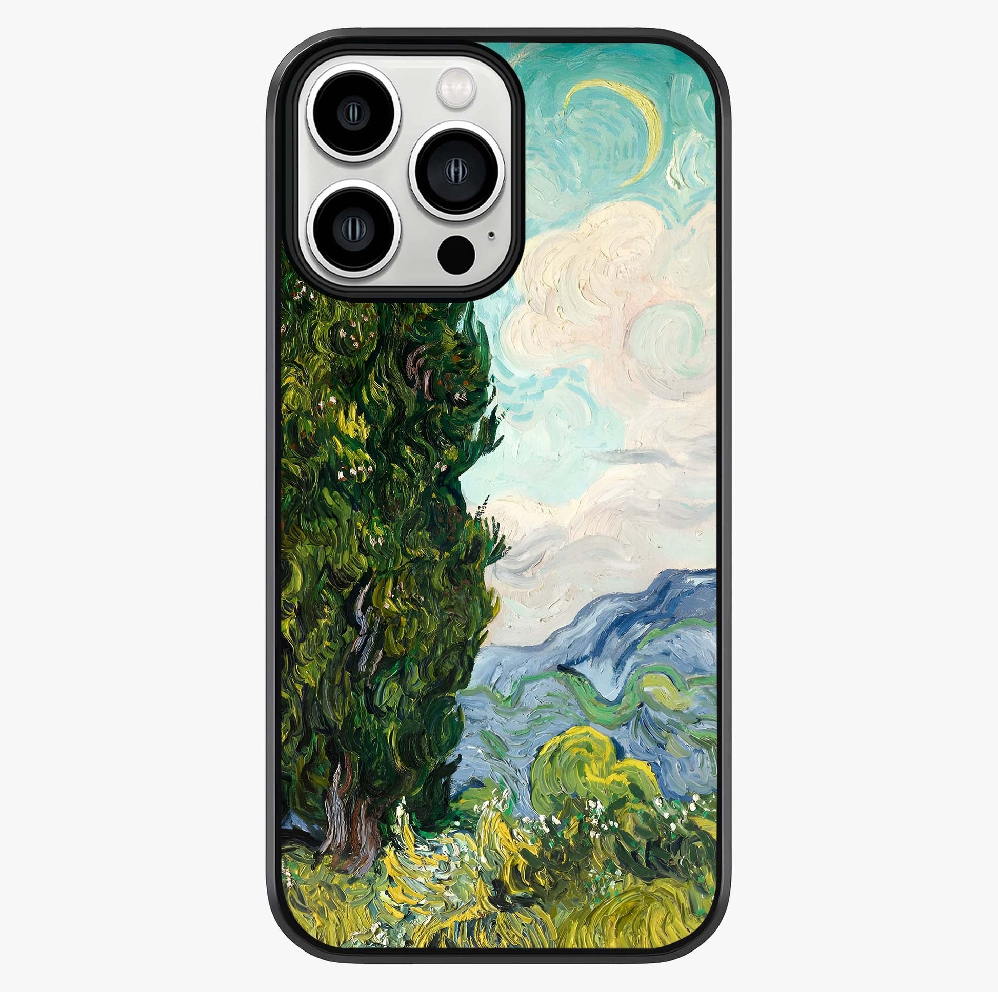 Van Gogh Vintage Art Glass Case showing full back design in clean flat view with glossy glass finish.