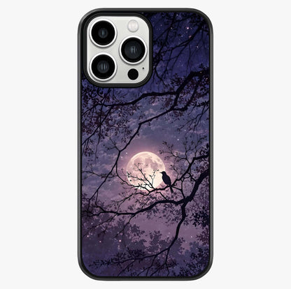 Whispering Moon Silence Glass Case showing full back design in clean flat view with glossy glass finish.