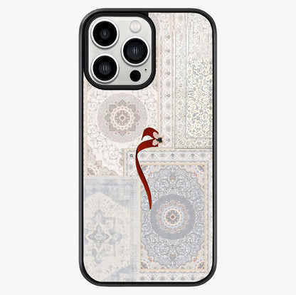 White Aesthetic Bow Glass Case showing full back design in clean flat view with glossy glass finish.