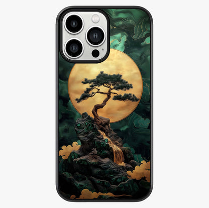 Zen Moon Rise Glass Case showing full back design in clean flat view with glossy glass finish.