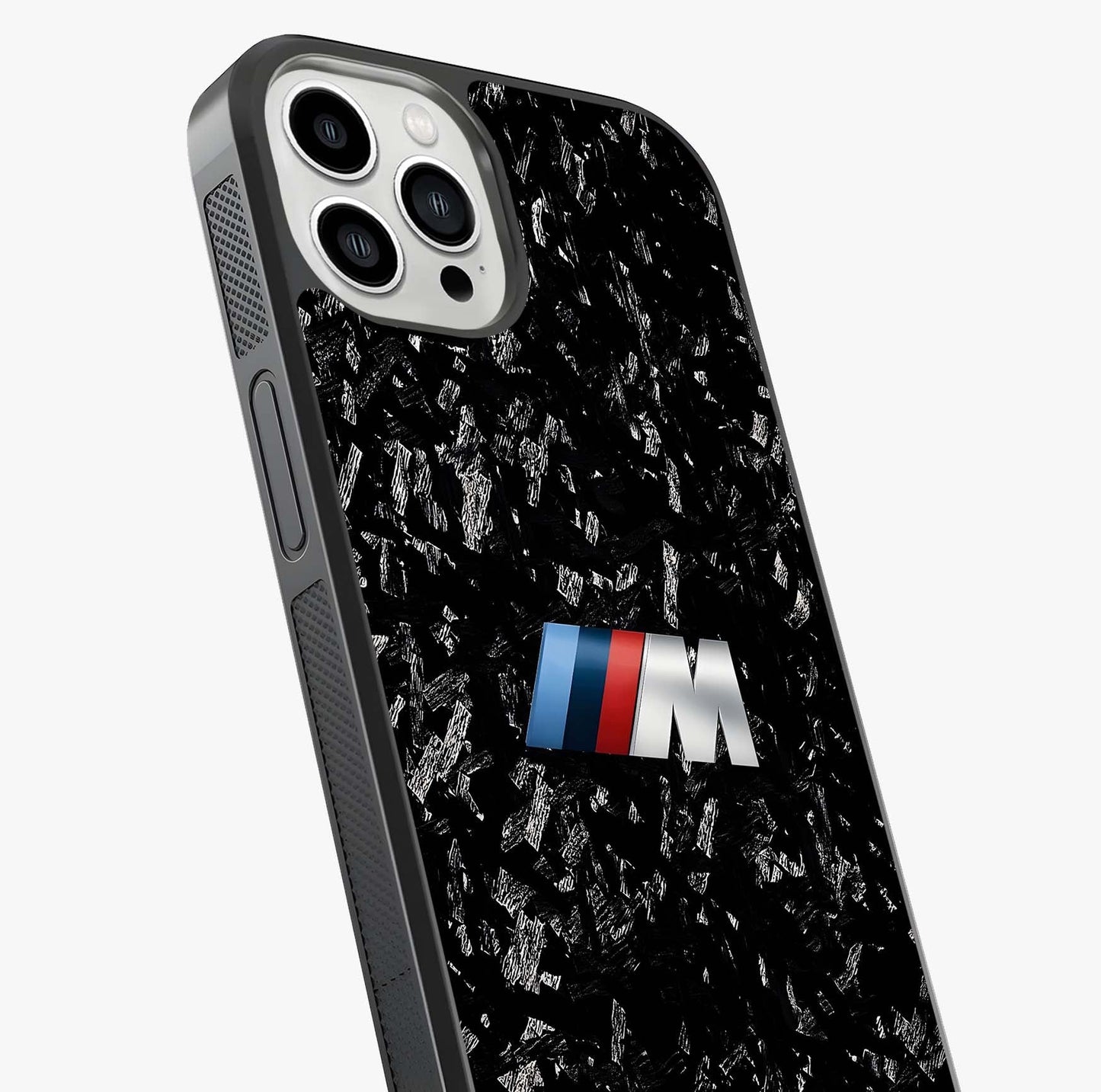 Carbon Speed Mark Glass Case captured at a warm angle highlighting gloss, texture and premium glass finish.
