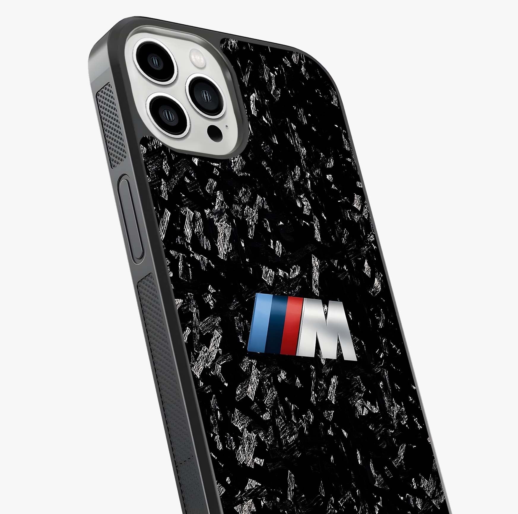 Carbon Speed Mark Glass Case captured at a warm angle highlighting gloss, texture and premium glass finish.