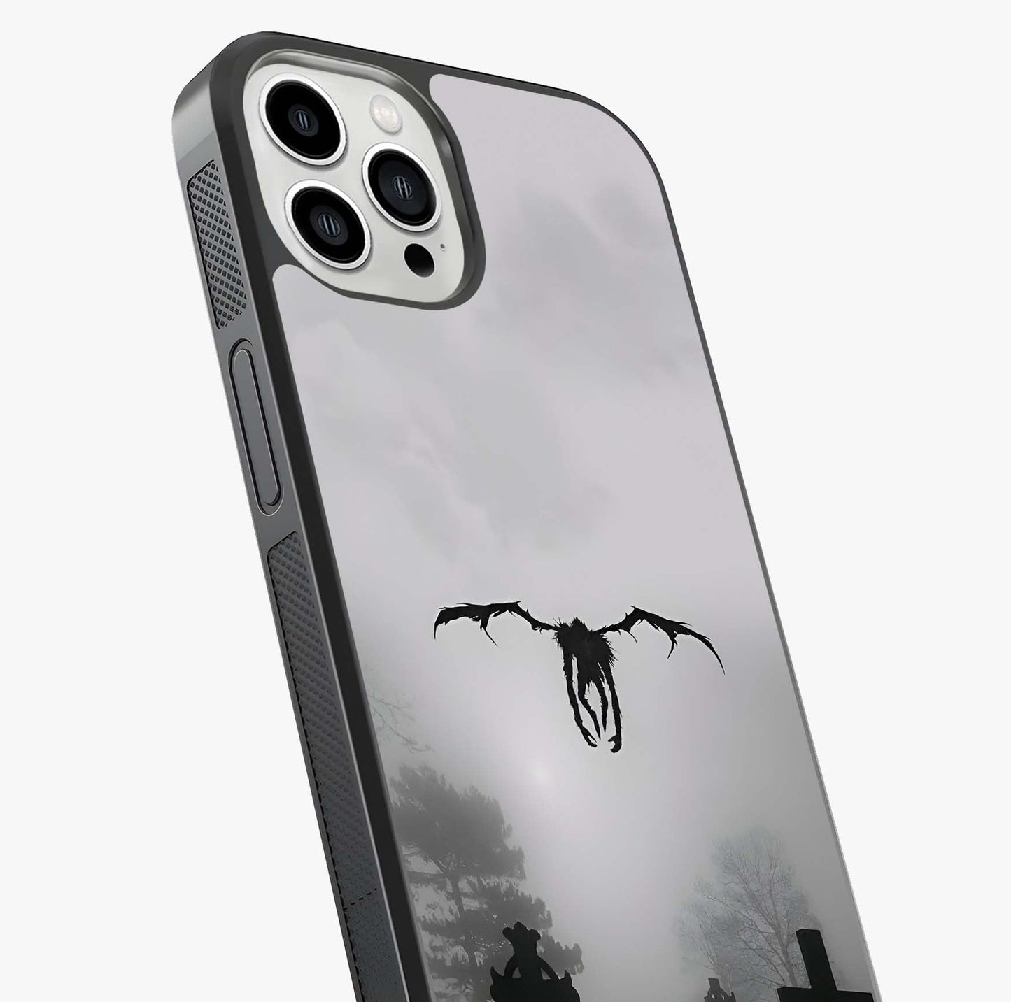 Graveyard Shadow Descent Glass Case captured at a warm angle highlighting gloss, texture and premium glass finish.