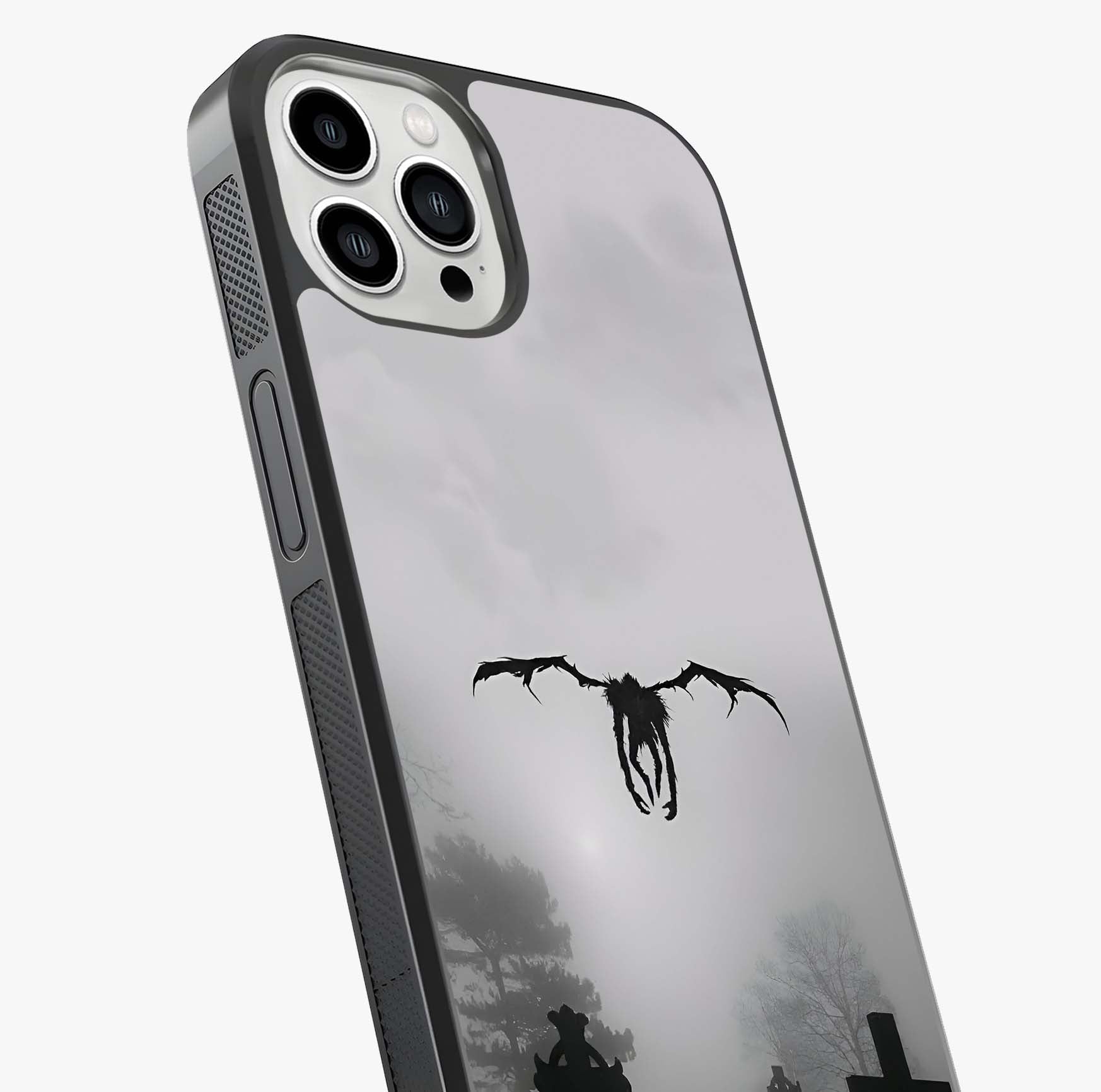Graveyard Shadow Descent Glass Case captured at a warm angle highlighting gloss, texture and premium glass finish.