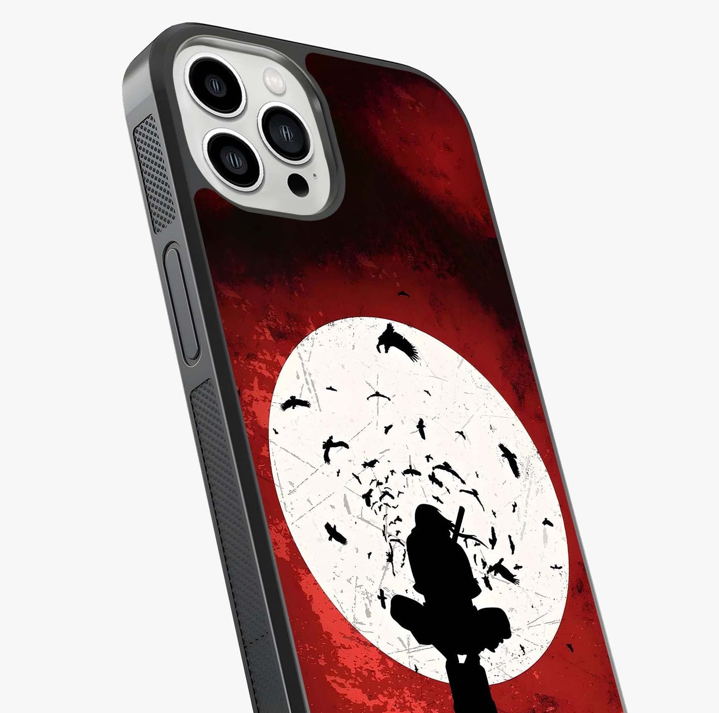Itachi Limited Edition Naruto Anime Glass Case captured at a warm angle highlighting gloss, texture and premium glass finish.