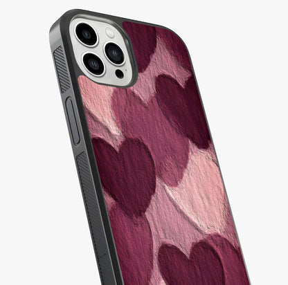 Layered Paper Hearts Glass Case captured at a warm angle highlighting gloss, texture and premium glass finish.