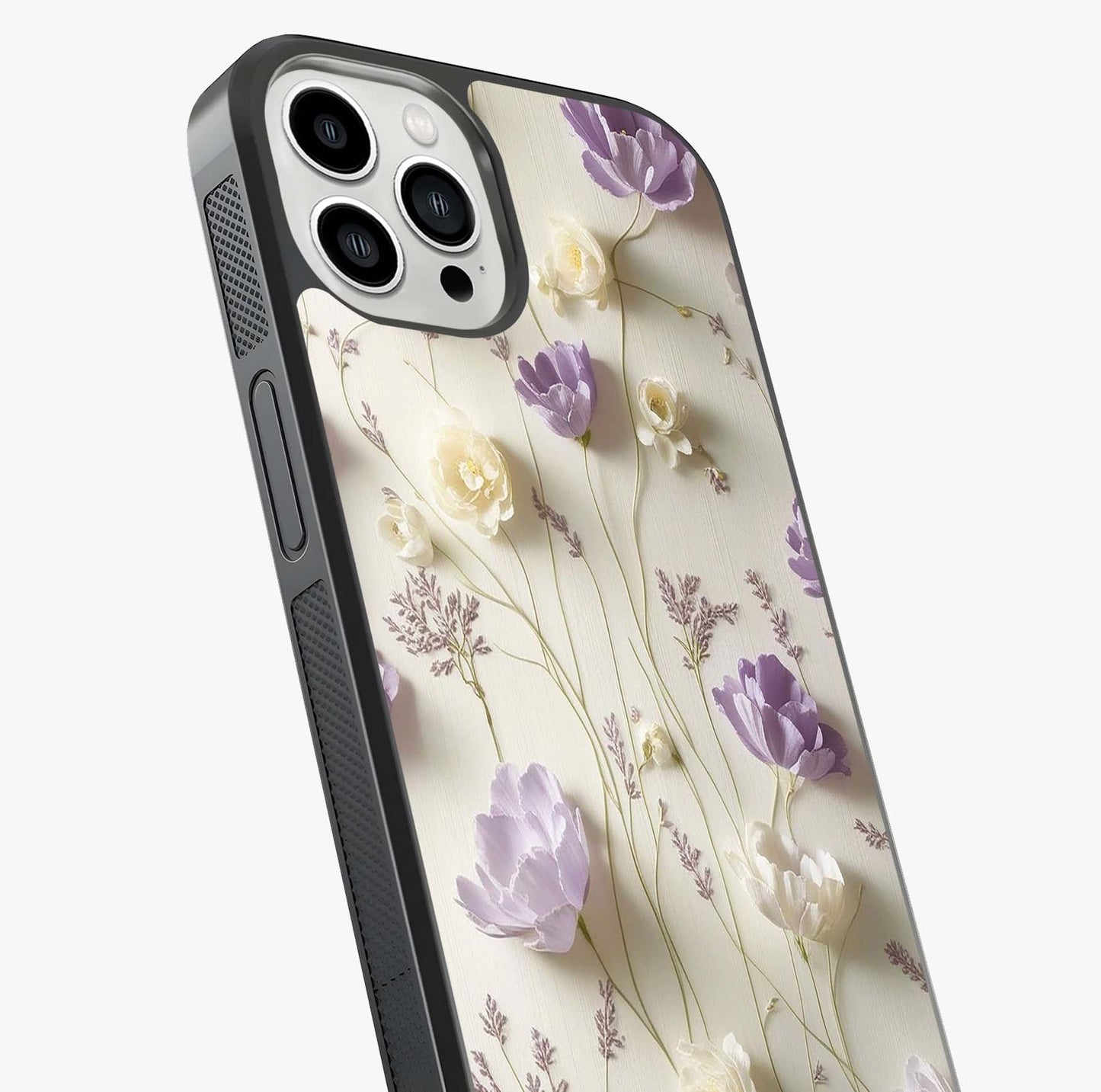 Lilac Breeze Harmony Glass Case captured at a warm angle highlighting gloss, texture and premium glass finish.