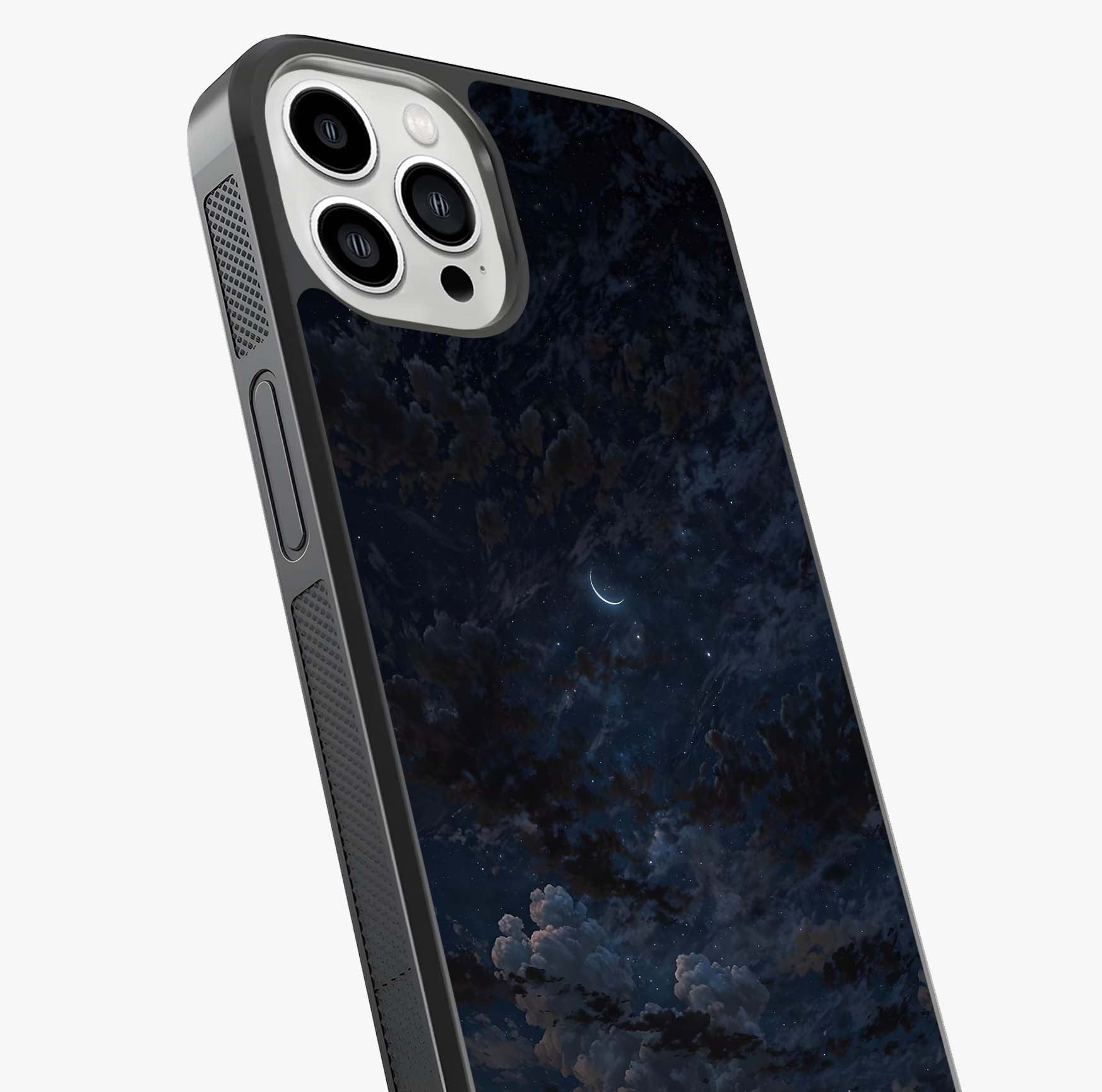 Lunar Veil Silence Glass Case captured at a warm angle highlighting gloss, texture and premium glass finish.