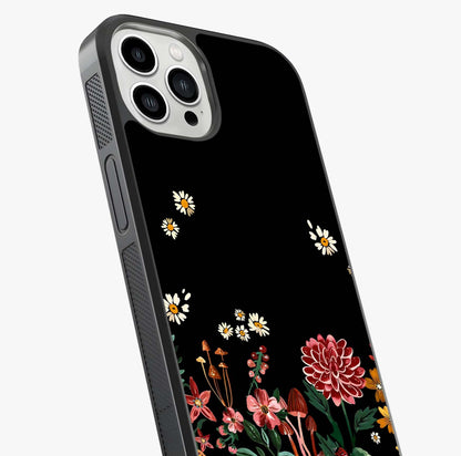 Midnight Bloom Pattern Glass Case captured at a warm angle highlighting gloss, texture and premium glass finish.
