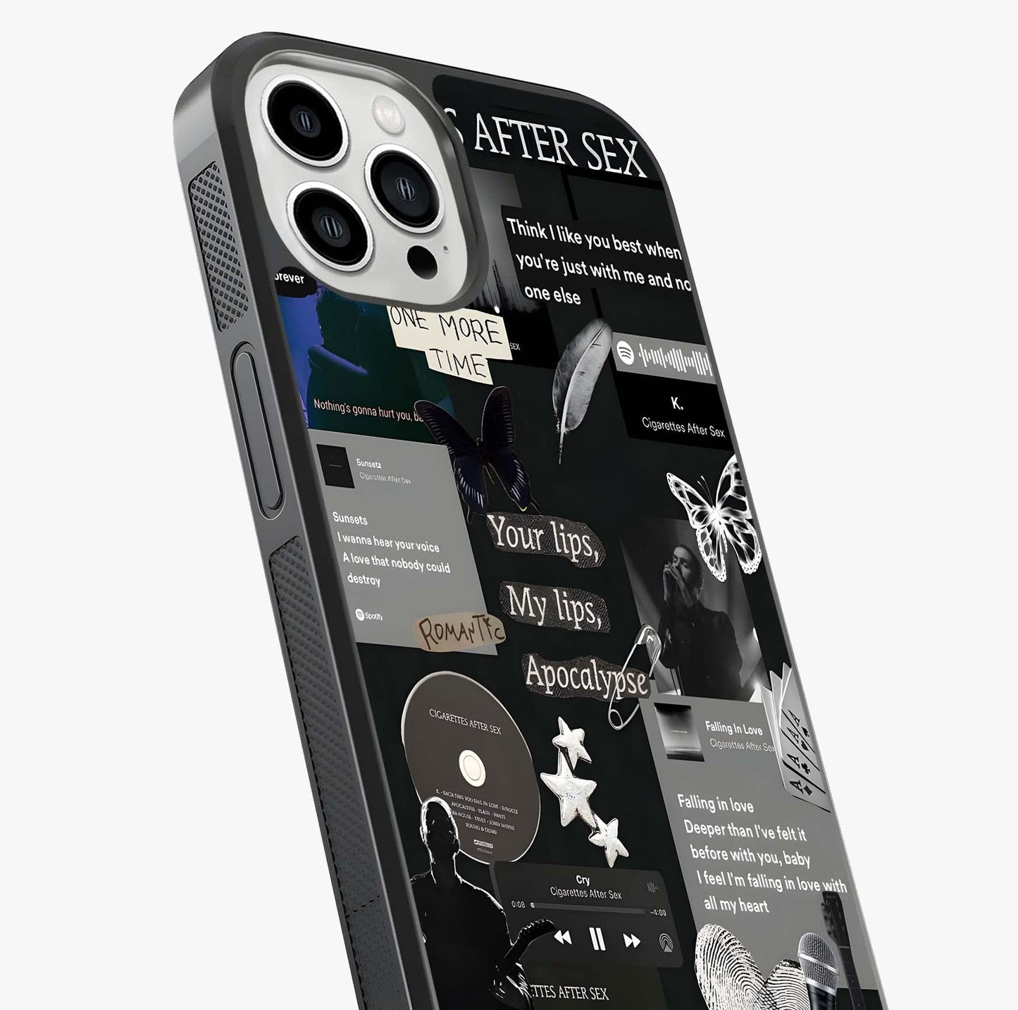 Midnight Love Echo Glass Case captured at a warm angle highlighting gloss, texture and premium glass finish.