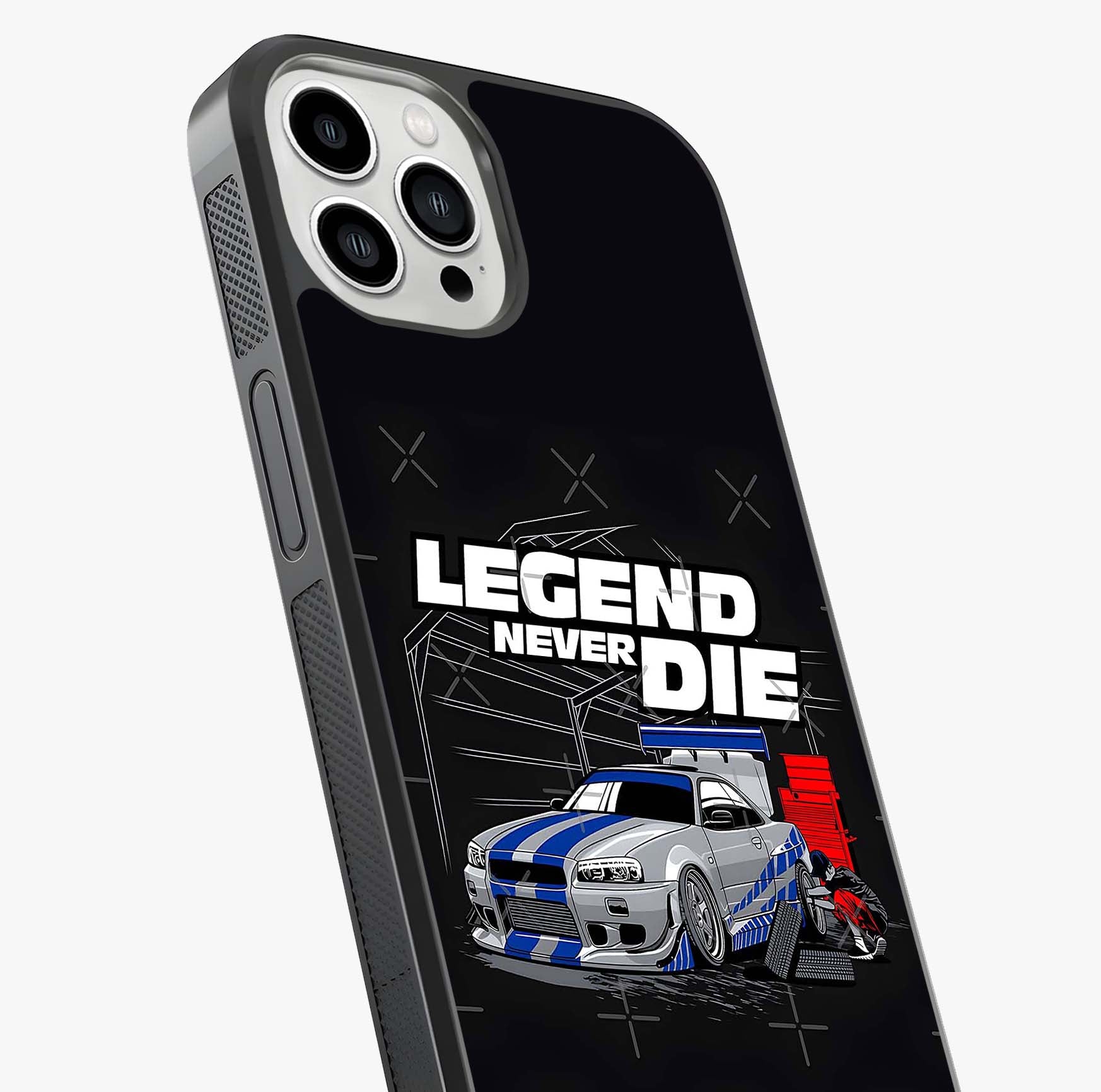 Midnight Racing Legacy Glass Case captured at a warm angle highlighting gloss, texture and premium glass finish.