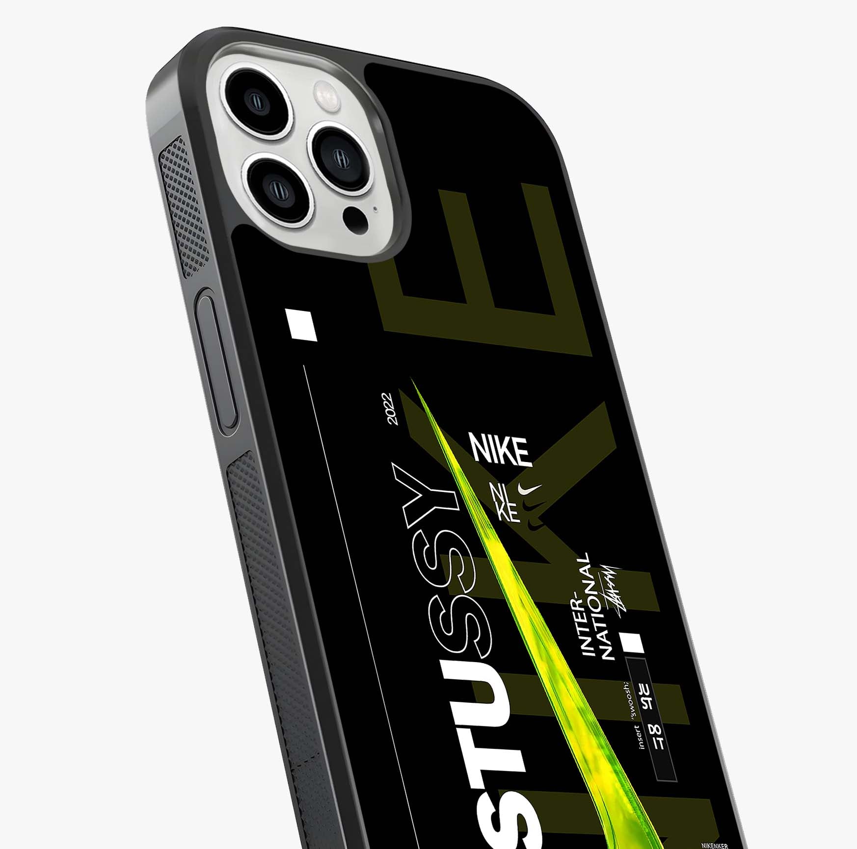 Neon Street Edition Glass Case captured at a warm angle highlighting gloss, texture and premium glass finish.
