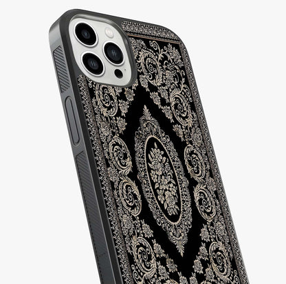Noir Bloom Elegance Glass Case captured at a warm angle highlighting gloss, texture and premium glass finish.