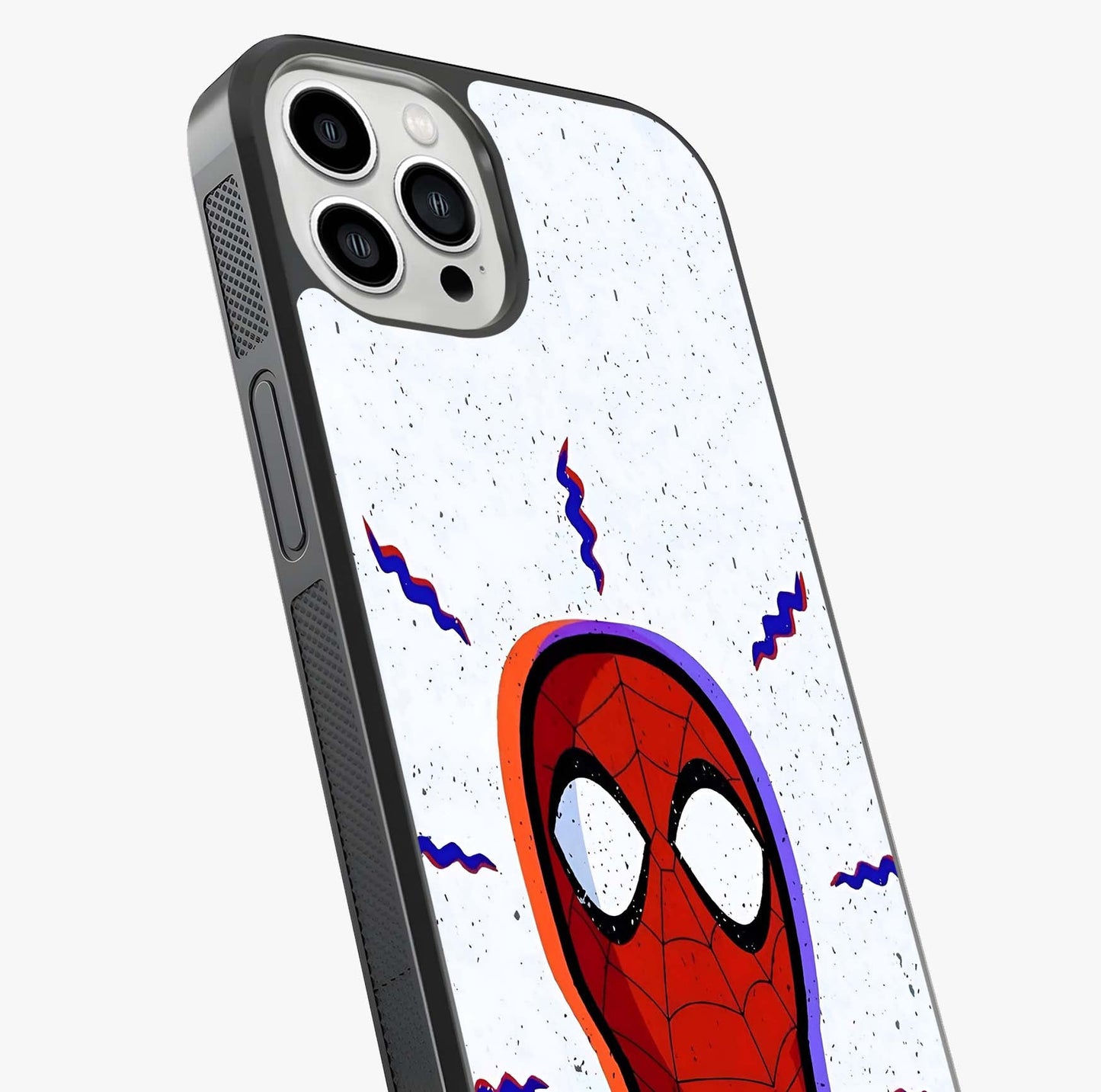 Omg Spiderman Glass Case captured at a warm angle highlighting gloss, texture and premium glass finish.
