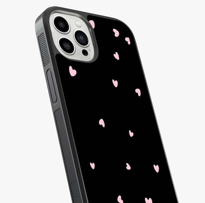 Pink Love Drops Glass Case captured at a warm angle highlighting gloss, texture and premium glass finish.