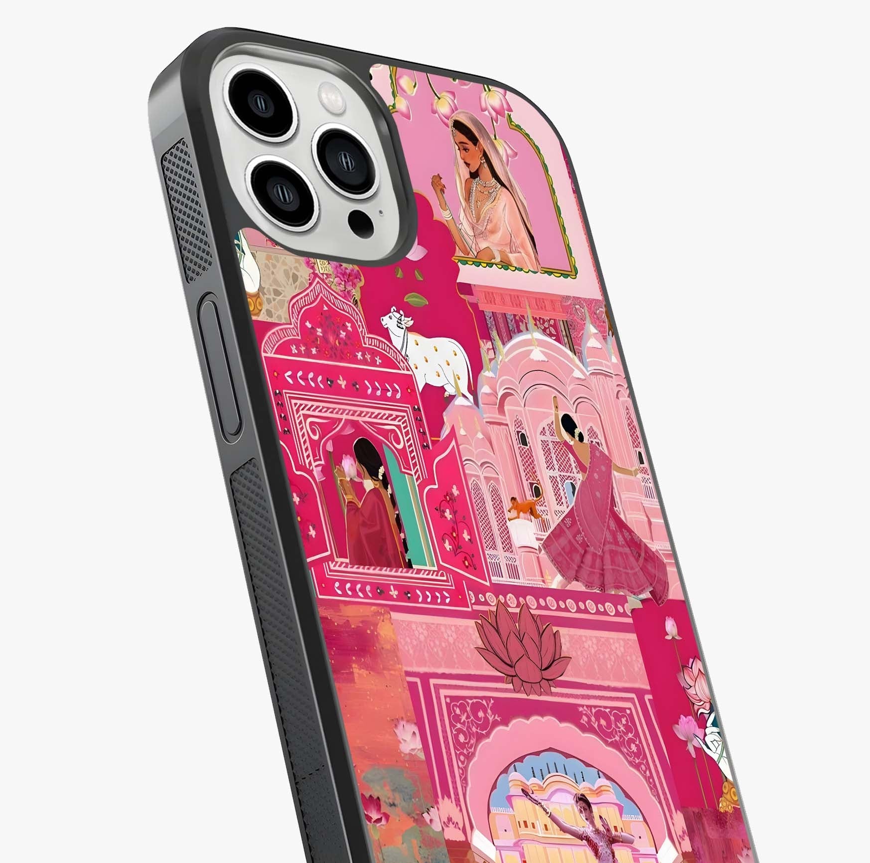 Pink Palace Muse Glass Case captured at a warm angle highlighting gloss, texture and premium glass finish.