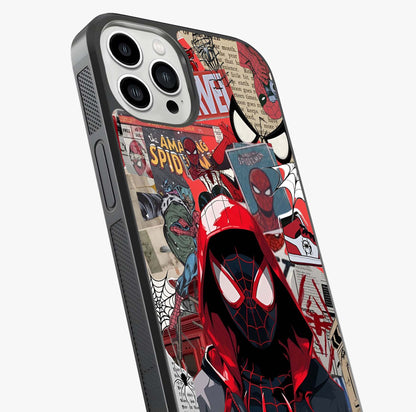 Spider Collage Street Glass Case captured at a warm angle highlighting gloss, texture and premium glass finish.