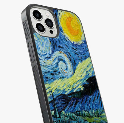 Van Gogh Art Glass Case captured at a warm angle highlighting gloss, texture and premium glass finish.