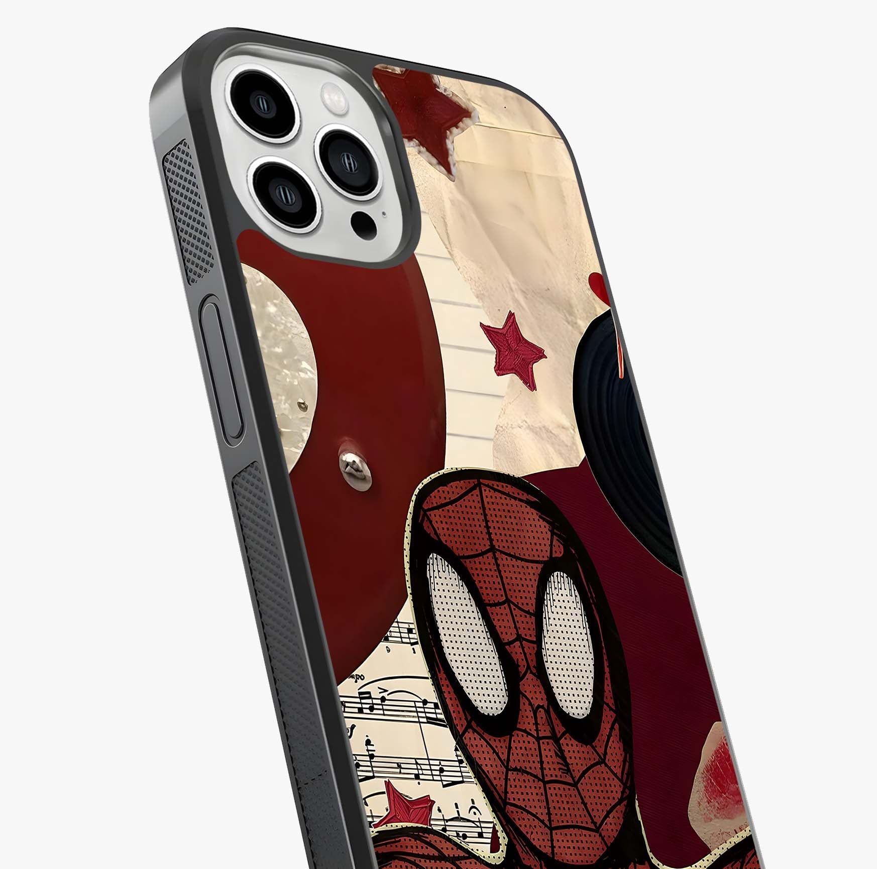 Web Warrior Vibes Glass Case captured at a warm angle highlighting gloss, texture and premium glass finish.