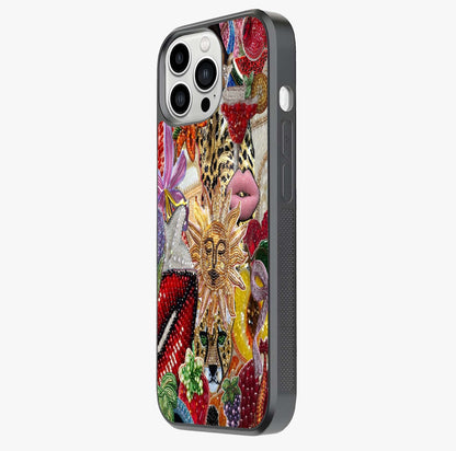 Beaded Fashion Jungle Glass Case photographed in natural light showing reflective finish and design depth.