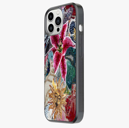 Beaded Garden Fantasy Glass Case photographed in natural light showing reflective finish and design depth.