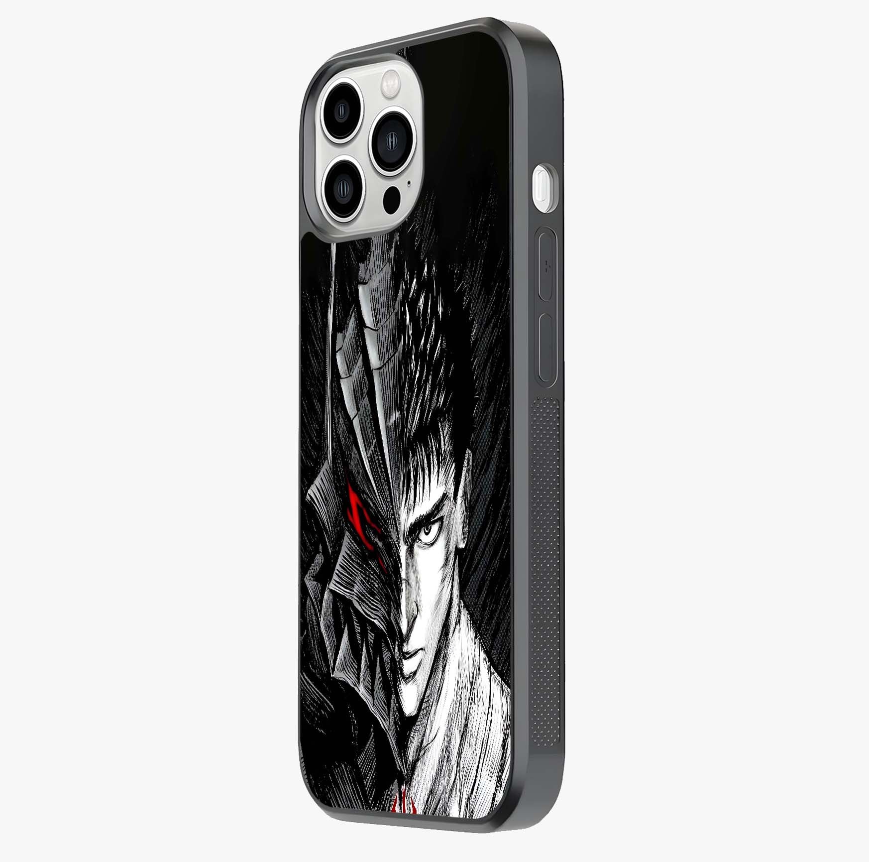 Berserker Blood Oath Glass Case photographed in natural light showing reflective finish and design depth.