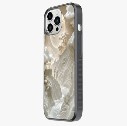 Celestial Origami Glass Case photographed in natural light showing reflective finish and design depth.