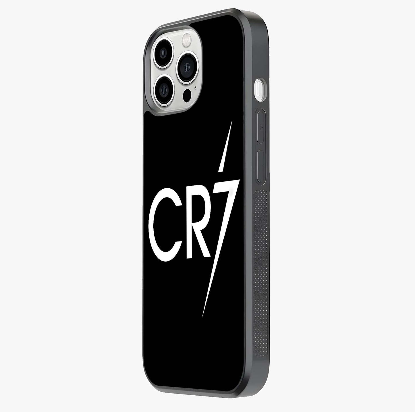 Cr7 Elite Strike Glass Case photographed in natural light showing reflective finish and design depth.