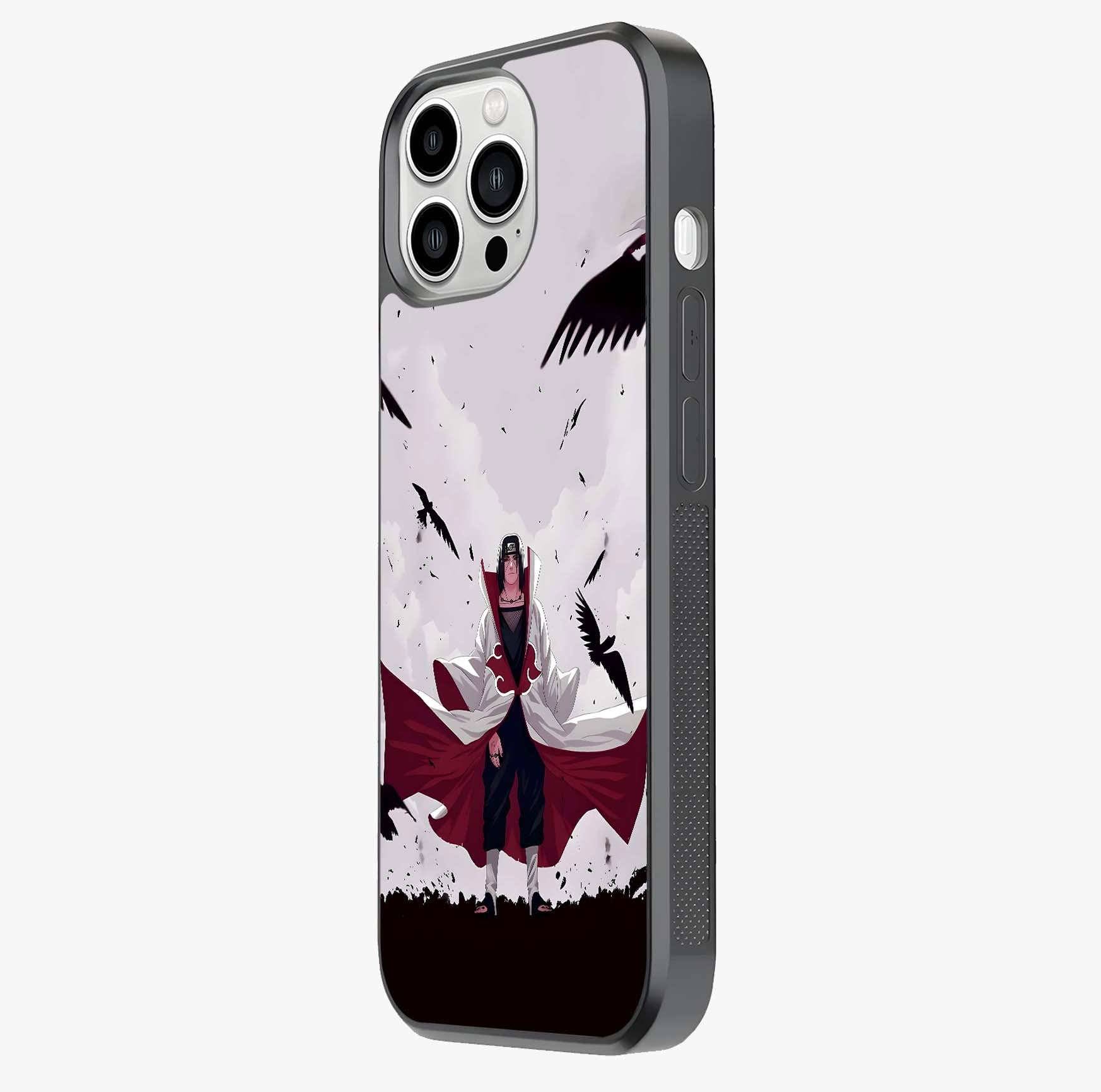 Crimson Crow Ascension Glass Case photographed in natural light showing reflective finish and design depth.