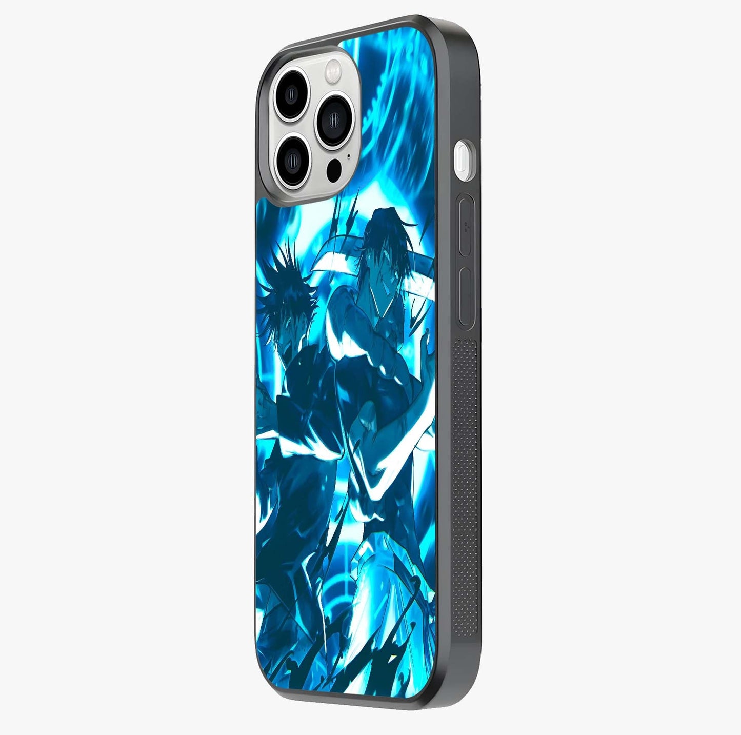 Cursed Energy Clash Glass Case photographed in natural light showing reflective finish and design depth.