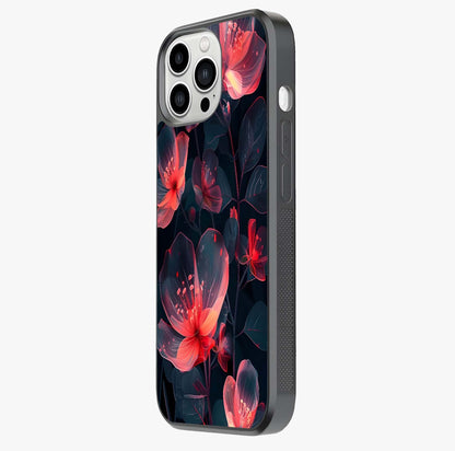 Dark Shade Of Flower Glass Case photographed in natural light showing reflective finish and design depth.