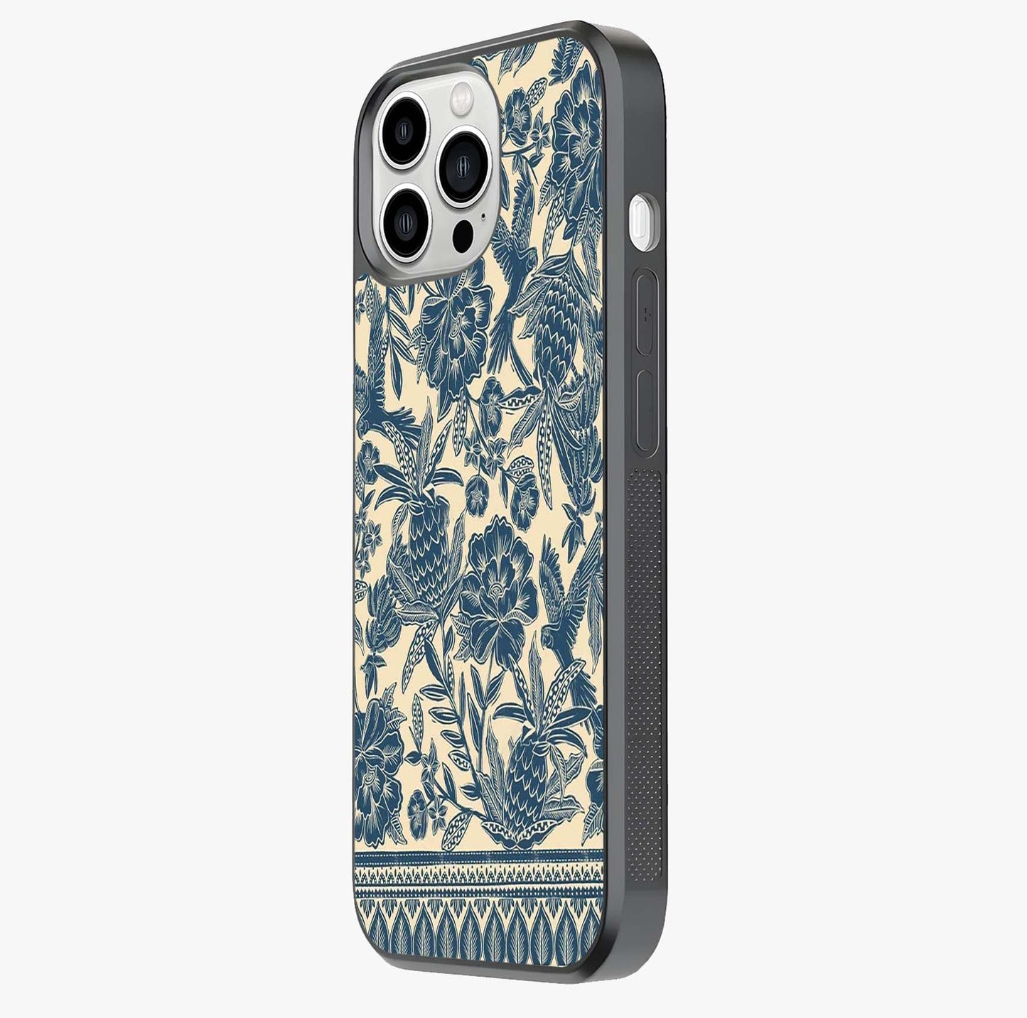 Heirloom Wild Bloom Glass Case photographed in natural light showing reflective finish and design depth.