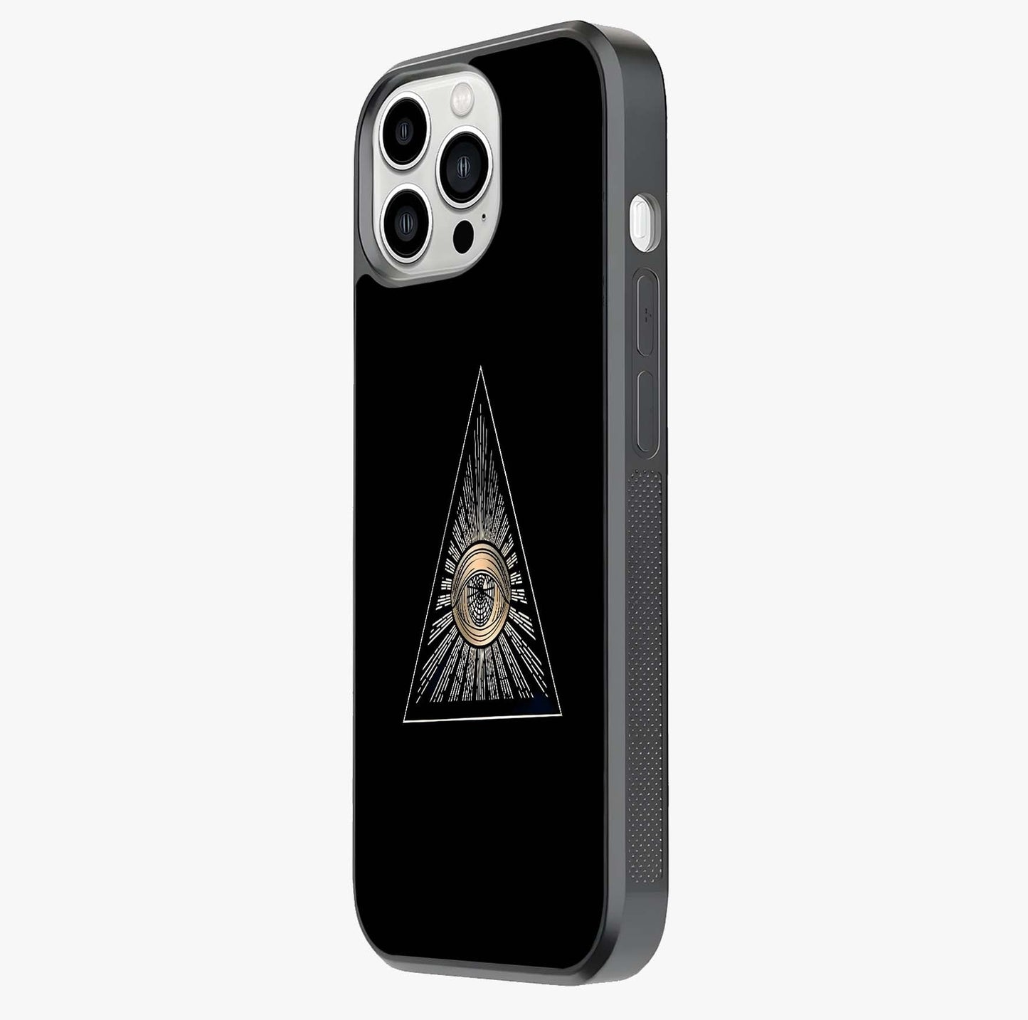 Illuminati Evil Glass Case photographed in natural light showing reflective finish and design depth.