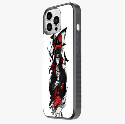 Itachi Sharingan Glass Case photographed in natural light showing reflective finish and design depth.