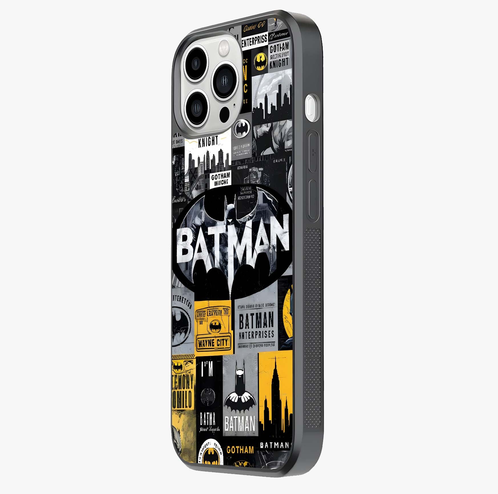 Knight Gotham Rise Glass Case photographed in natural light showing reflective finish and design depth.