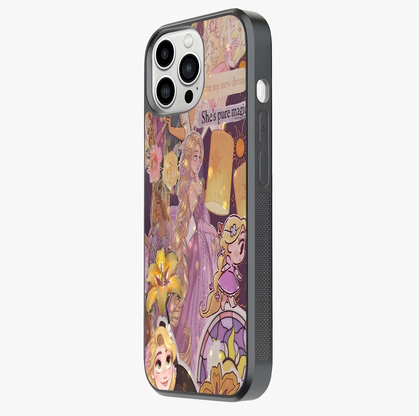 Magical Tangled Dream Glass Case photographed in natural light showing reflective finish and design depth.