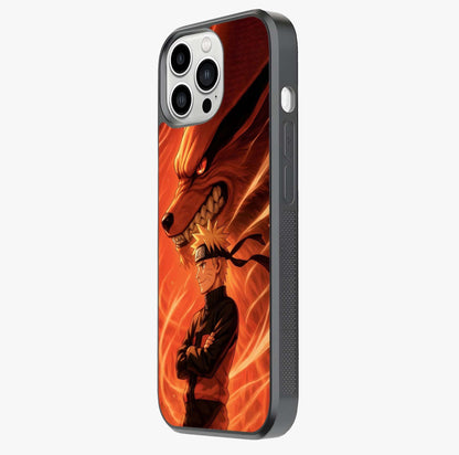 Nine Tails Legacy Glass Case photographed in natural light showing reflective finish and design depth.