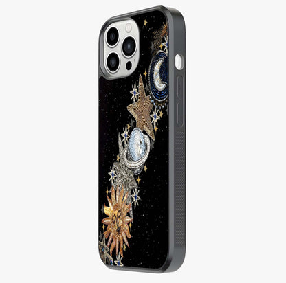 Pearls Universe Object Glass Case photographed in natural light showing reflective finish and design depth.