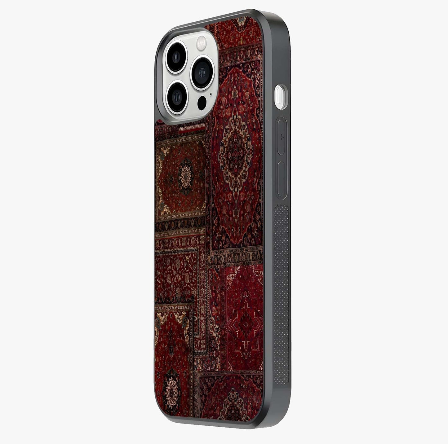 Persian Velvet Tale Glass Case photographed in natural light showing reflective finish and design depth.