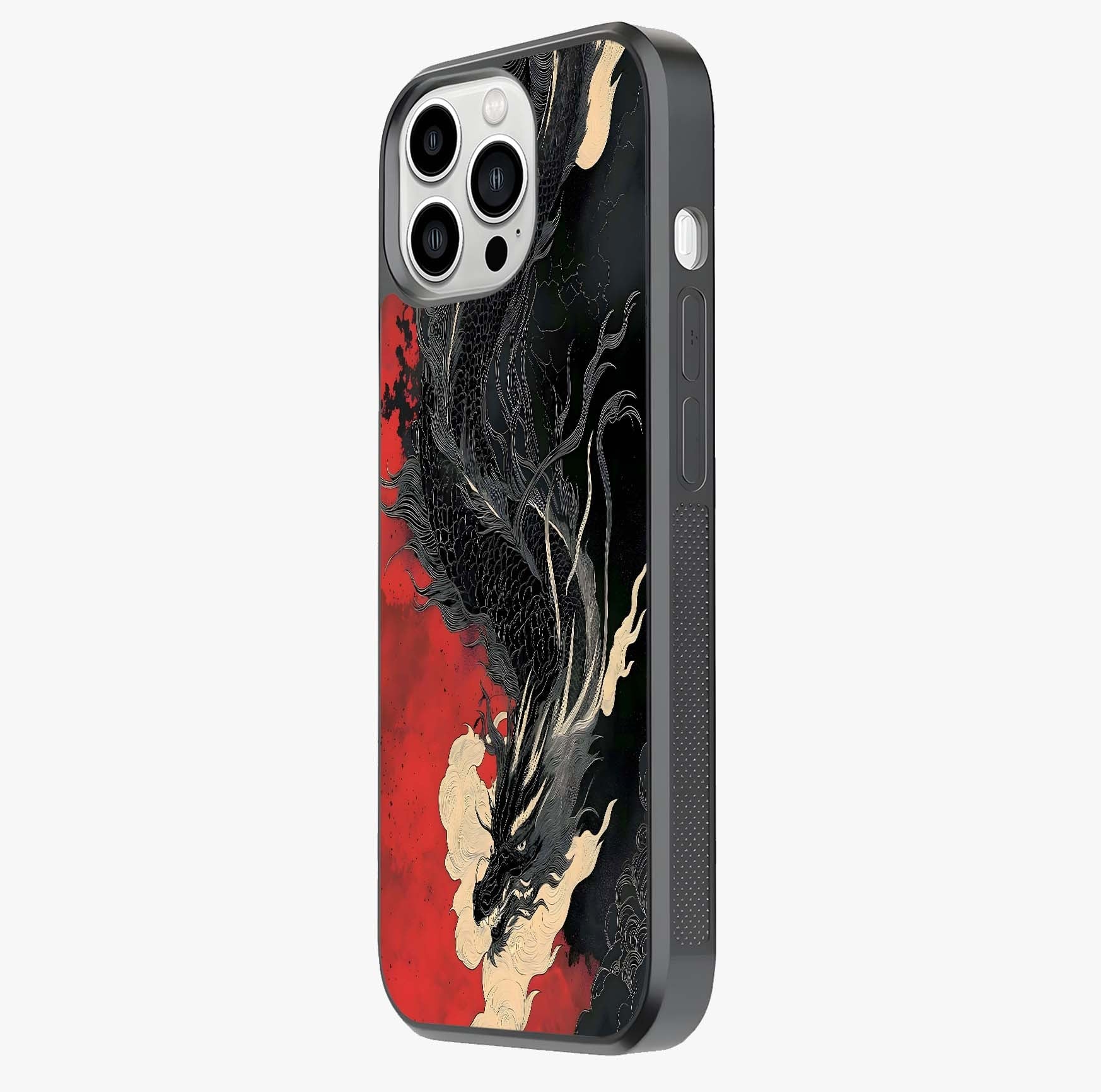 Shadow Dragon Fury Glass Case photographed in natural light showing reflective finish and design depth.