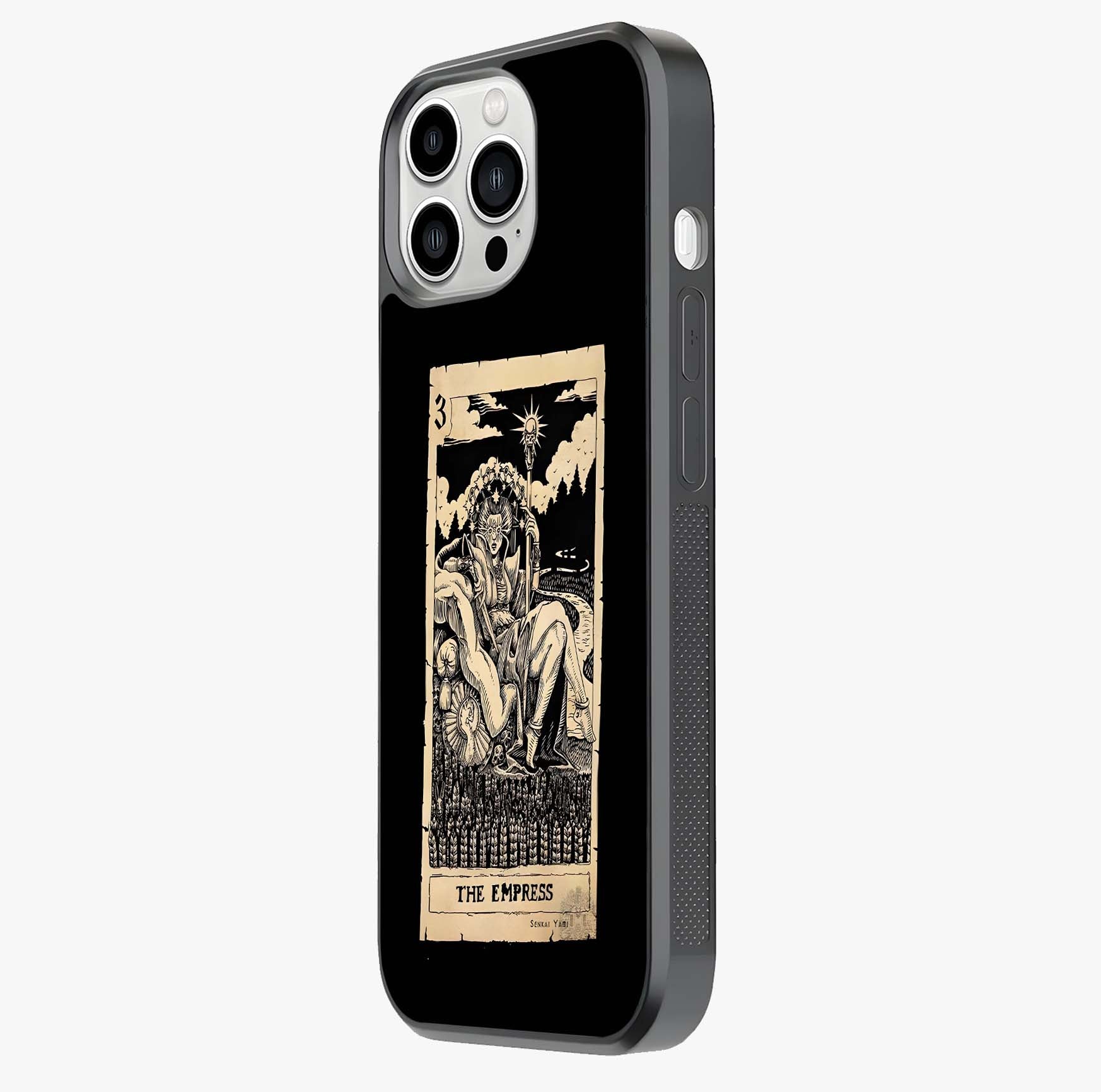 The Empress Glass Case photographed in natural light showing reflective finish and design depth.