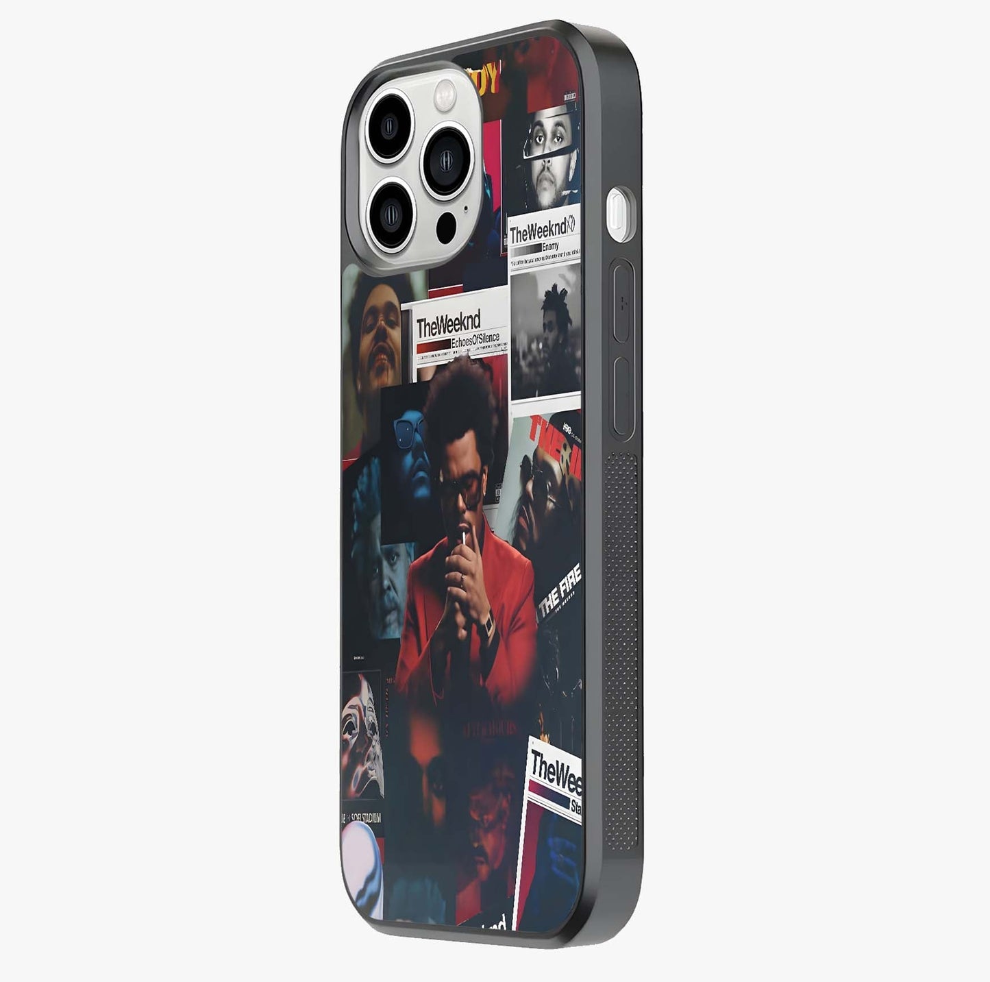 The Weeknd Glass Case photographed in natural light showing reflective finish and design depth.