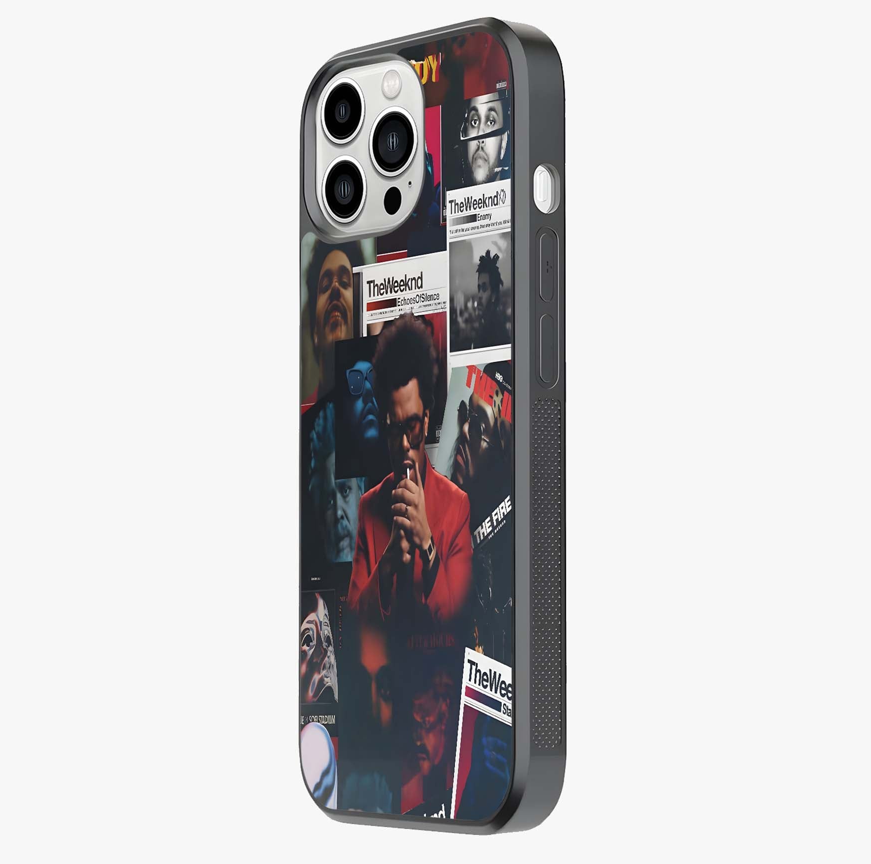 The Weeknd Glass Case photographed in natural light showing reflective finish and design depth.