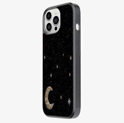 Twinkle Star With Half Moon Glass Case photographed in natural light showing reflective finish and design depth.