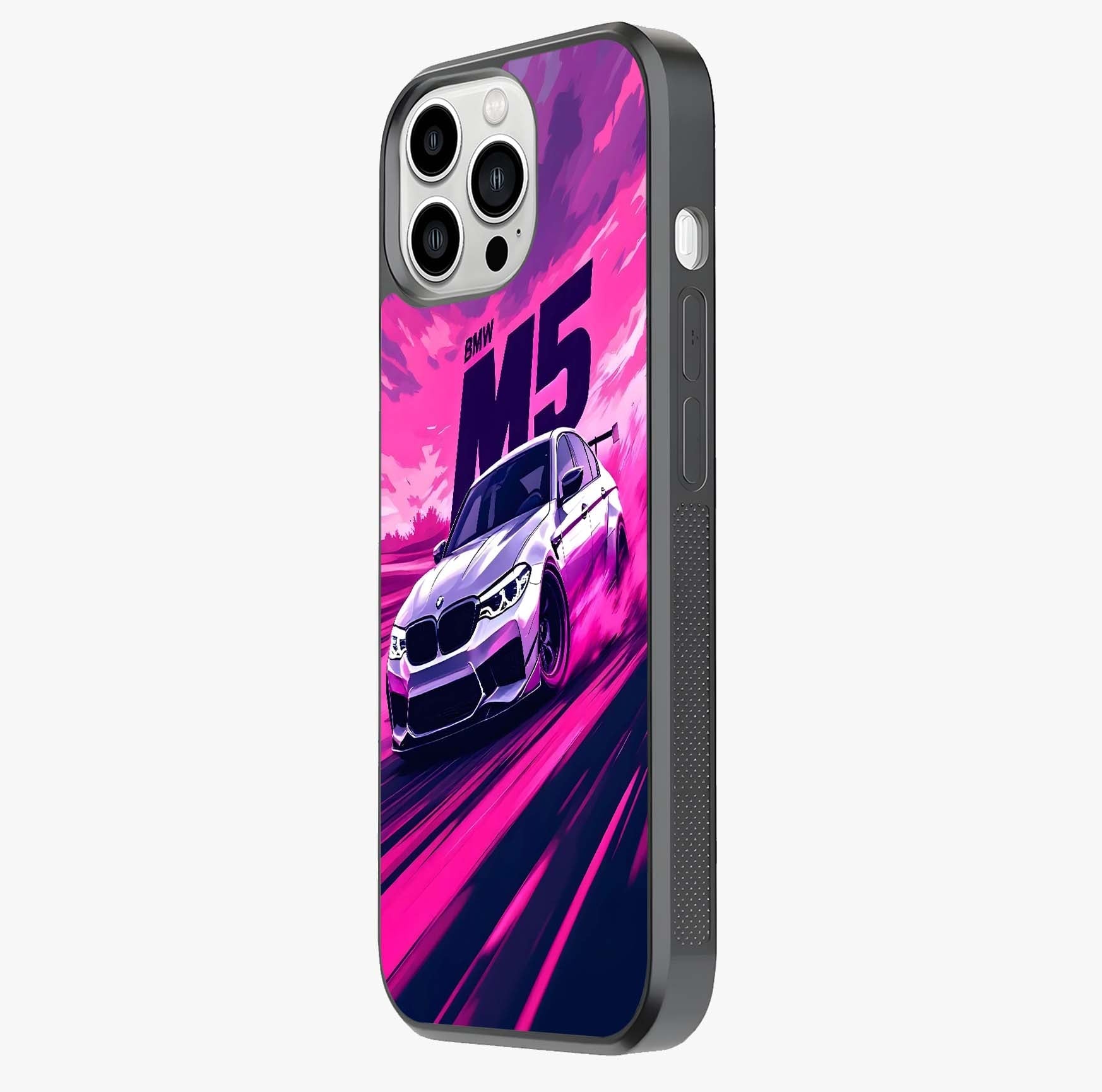 Velocity Drift Pulse Glass Case photographed in natural light showing reflective finish and design depth.