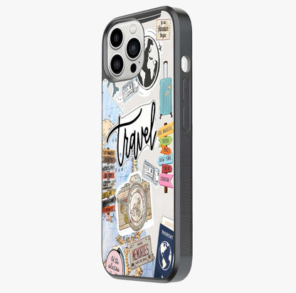 Wanderlust Journal Glass Case photographed in natural light showing reflective finish and design depth.