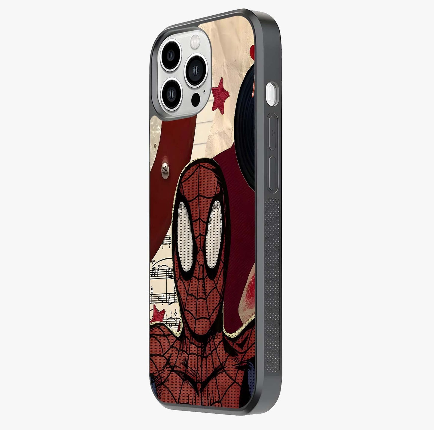 Web Warrior Vibes Glass Case photographed in natural light showing reflective finish and design depth.
