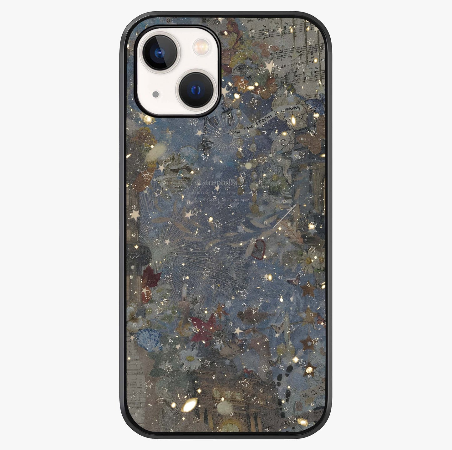 Aesthetic Astrolophia Glass Case showing full back design in clean flat view with glossy glass finish.
